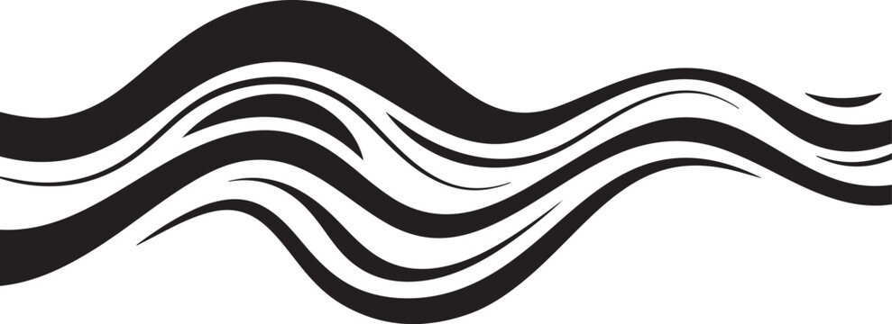 Black wave, abstract background, wavy lines, modern design element, vector graphics
