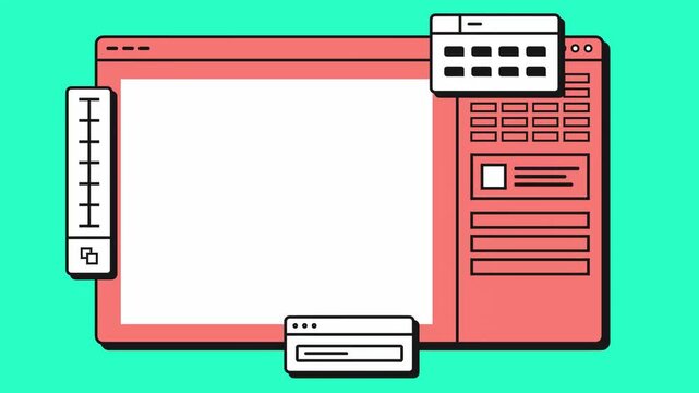 Retro Digital User Interface Concept Old Web Browser Window with Pop-Up Menus and Graphic Elements for Website Development