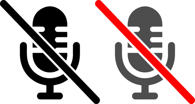 Microphone icons with prohibition signs indicating restriction or disallowance