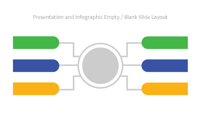 Central hub infographic with six colorful connected rounded rectangles for data visualization