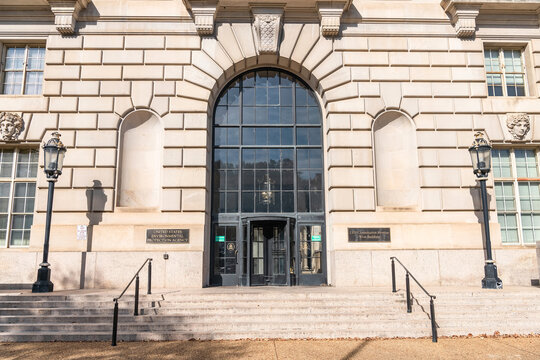 United States Environmental Protection Agency building entrance on Constitution Avenue in Washington DC