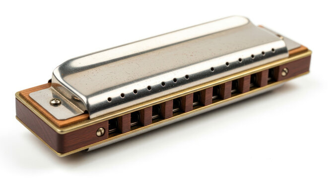 Harmonica Musical Instrument Isolated on a White Background