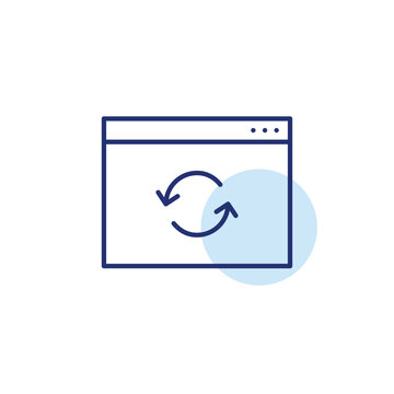 Renew arrows on web page. Connection restored, content cycle. Pixel perfect, editable stroke vector icon