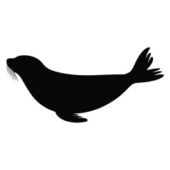 Obraz premium Seal swimming side view Vector, Silhouette, Illustration