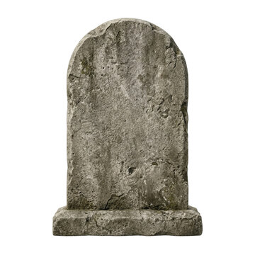 Blank ancient stone tombstone on transparent background