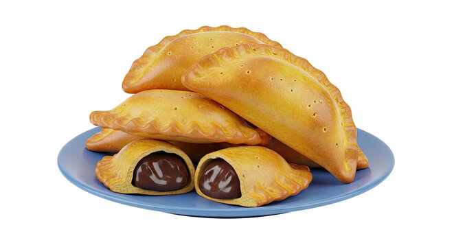 Chocolate Empanadas on a Blue Plate
