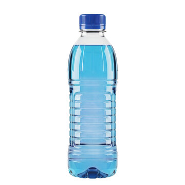 Clear Plastic Water Bottle with Blue Tinge Ready for Hydration, Isolated on Transparent Background