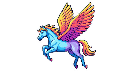 Fototapeta premium Majestic Rainbow Pegasus Flying with Colorful Wings.
