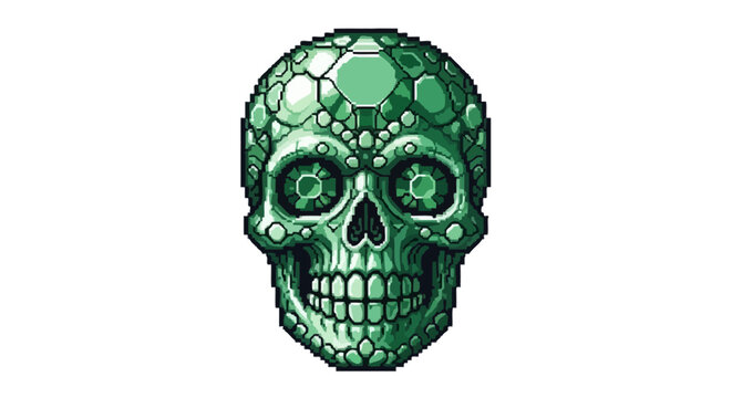 Mysterious Green Gemstone Skull With Glowing Eyes.