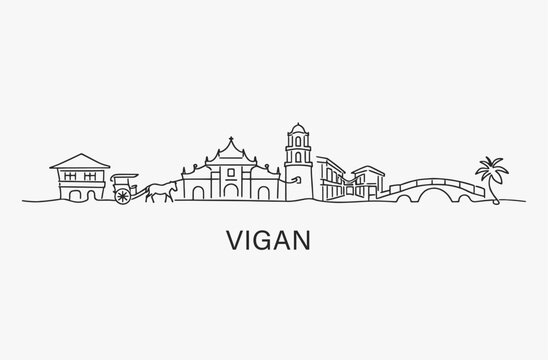 Flat Design one line without breaking the Vigan city.