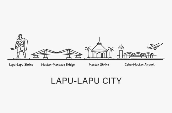 Flat Design one line without breaking the Lapu-lapu city.