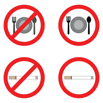 Prohibited makan dan rokok signs with transparent background