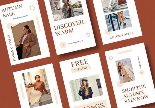 Autumn Fashion Sale Social Media Story Template Promotion Layout Set