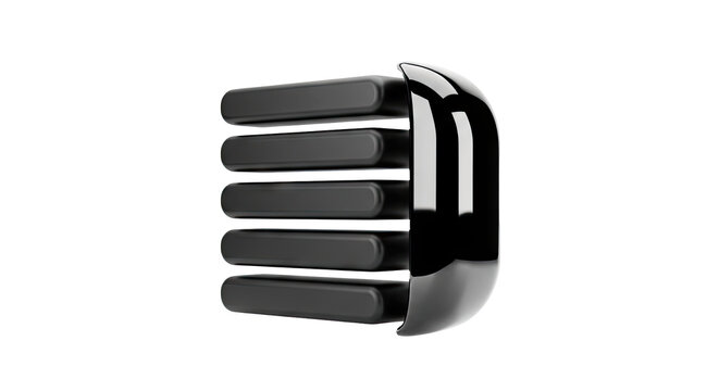 Abstract Black Object with Parallel Bars and Curved Edge