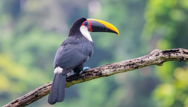 Toucan perched on branch.