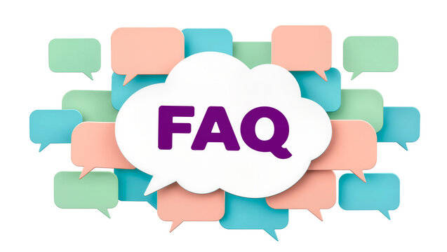 FAQ Text Surrounded by Colorful Speech Bubbles