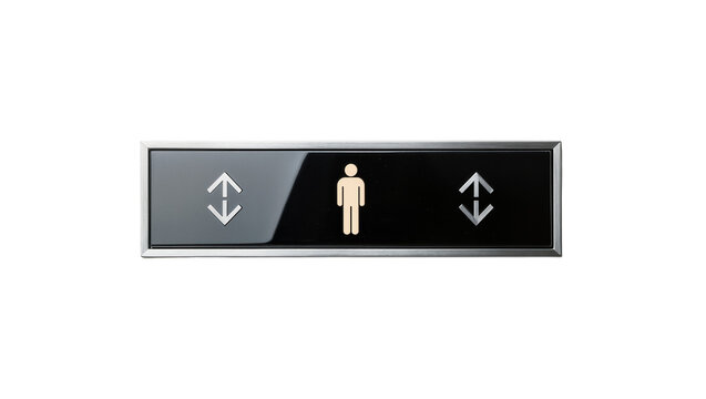 Modern Silver Metal Elevator Button with Man and Arrow Symbols