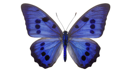 Blue Morpho Butterfly with Black Spots and Delicate Antennae © Lena