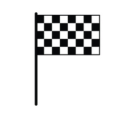 Fototapeta premium Racing checkered flag icon in flat style, black and white grid flag on pole, motorsport finish symbol, isolated graphic for formula one race events