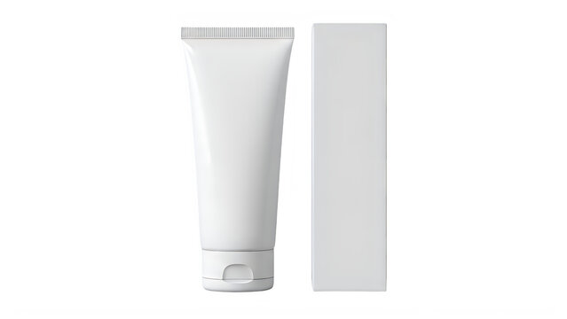 A white tube and box of toothpaste isolated on transparent background