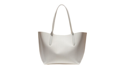 Light grey leather tote bag with arched top and long handles