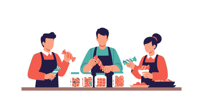 People Cooking and Preparing Food in a Kitchen