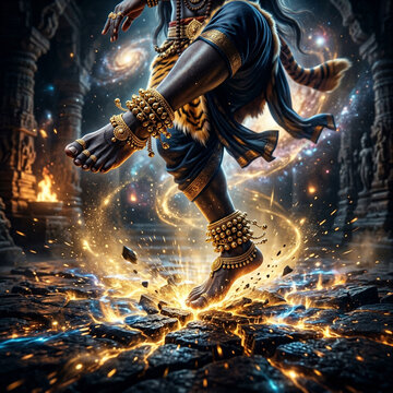 Close-up of Lord Shiva's Nataraja Feet Performing the Cosmic Dance
