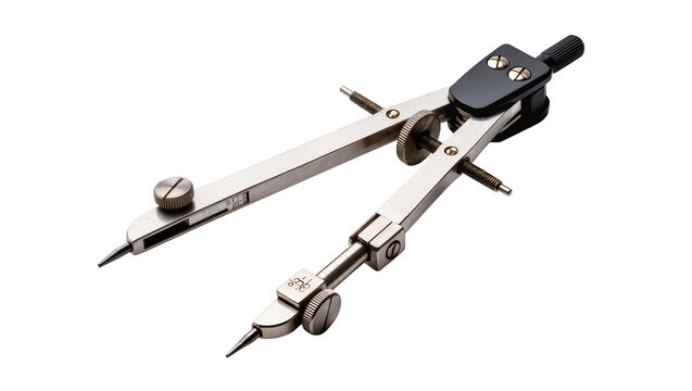 Silver Mechanical Drawing Compass with Black Adjustment Knob