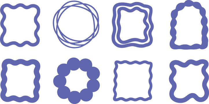 Abstract Wavy Frame Set &ndash; Modern Geometric Border Collection on White Background