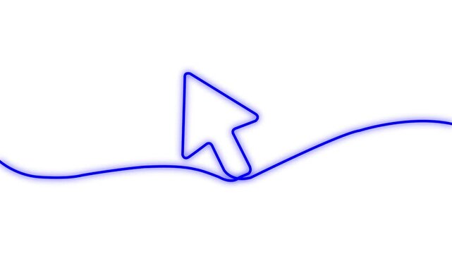 Continuous Line Drawing of Computer Mouse Cursor Arrow on White Background. showing a single-line arrow in smooth outline animation.