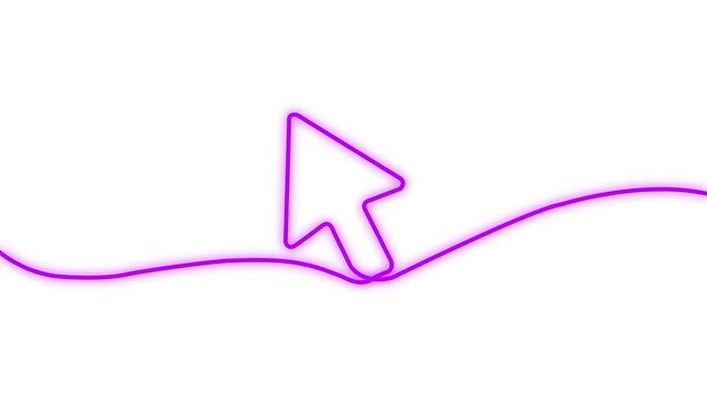 Continuous Line Drawing of Computer Mouse Cursor Arrow on White Background. showing a single-line arrow in smooth outline animation.