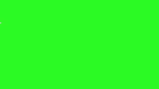A white paper airplane flying in a playful looping path across a green screen background.