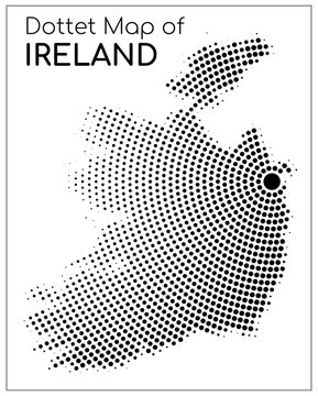 Dotted map of Ireland centered on Dublin