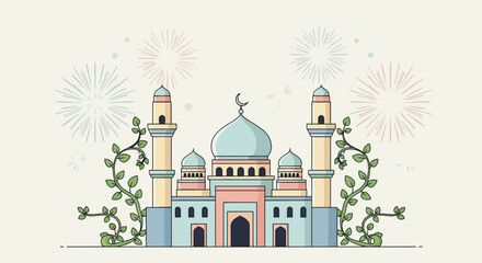 Fototapeta premium Islamic Mosque Architecture Blue Domes.