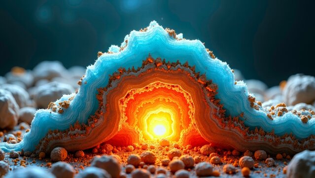 Magical glowing geode cave entrance