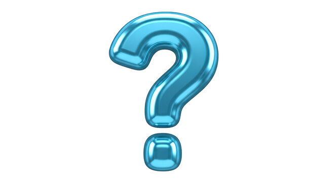 Shiny blue question mark icon for faq and help section, 3d illustration