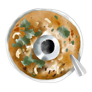 Northeastern food, thai food illustration Tom Yum Kung / Tom Yum Goong, Hot and Sour Prawn Soup