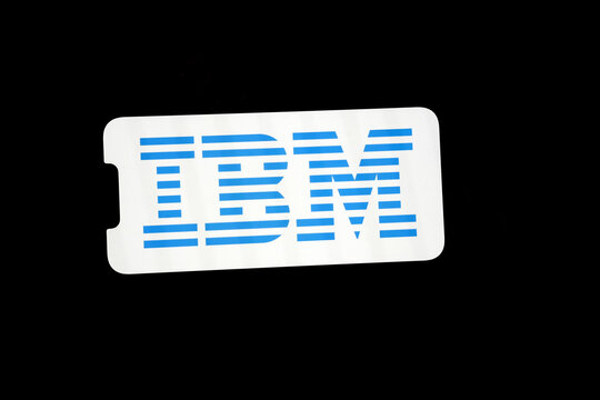 Blue IBM Logo Displayed on a Bright White Smartphone Screen Against a Solid Black Background &ndash; Concept for Enterprise Computing, Global Technology Solutions, and Modern Information Systems
