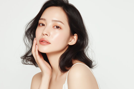 美容, 女性, スキンケア, 化粧品, ビューティー, 若い女性, 美肌, 日本人, アジア人, フェイシャル, メイク, 美容液, 保湿, クリーム, エイジングケア, 美容医療, エステ, 美容クリニック, 肌ケア, ナチュラルメイク, 透明感, ツヤ肌, モデル, 笑顔, ポートレート, クローズアップ, リラックス, 癒し, 健康的, 美白, コラーゲン, ヒアルロン酸, アンチエイジング