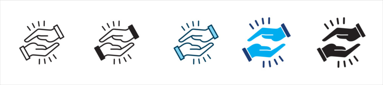 Clapping and applause hand icon set. Icon symbol for clapping, applause, hand clap, appreciation, celebration, success, praise, approval, achievement. Vector illustration