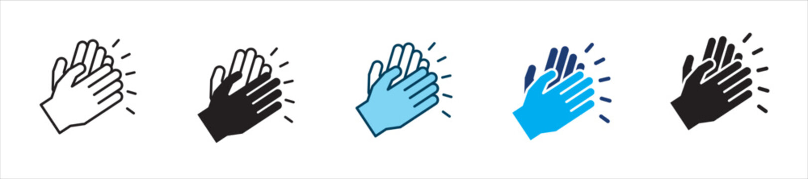 Clapping and high five hand icon set. Icon symbol for clapping, applause, hand clap, appreciation, celebration, success, praise, approval, achievement. Vector illustration