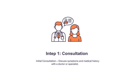 Fototapeta premium Medical consultation, doctor patient discussion, healthcare icons, vector illustration, Step 1