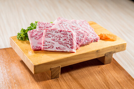 Thin marbled raw beef for grill
