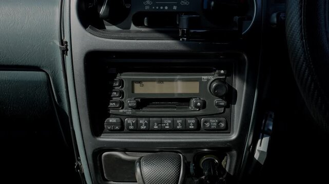 Operating a Genuine Retro Car Audio CD Radio Cassette Deck by Inserting Playing and Ejecting a CD  |  Japan