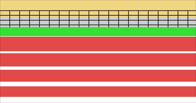Animation horizon side running field for athlete