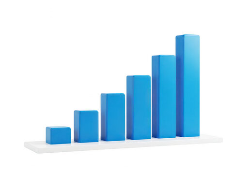 Growing bar chart illustrating increasing values with blue bars