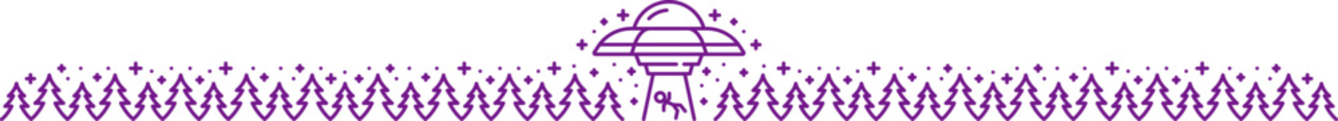 Outer space alien UFO and astronomy line divider or frame border. Astronomy divider, galaxy outer space exploration vector separator. Space research border with alien flying saucer kidnapping human © Vector Tradition