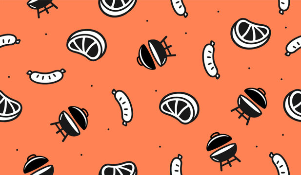 Cutest BBQ pattern background vector design