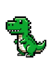 Fototapeta premium Green Pixel Art Dinosaur Character Design.