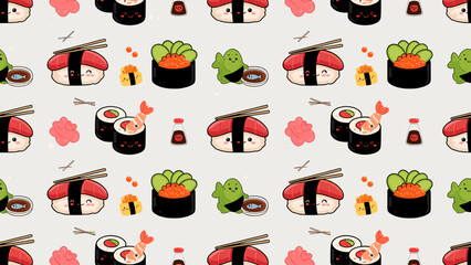 A delightful array of cute sushi characters to satisfy your cravings and brighten your day! © Rudi